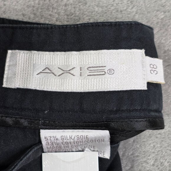 Mens Axis Black Pleated Chino Shorts 8" Inseam Silk Cotton Blend Size 38 - Picture 4 of 10